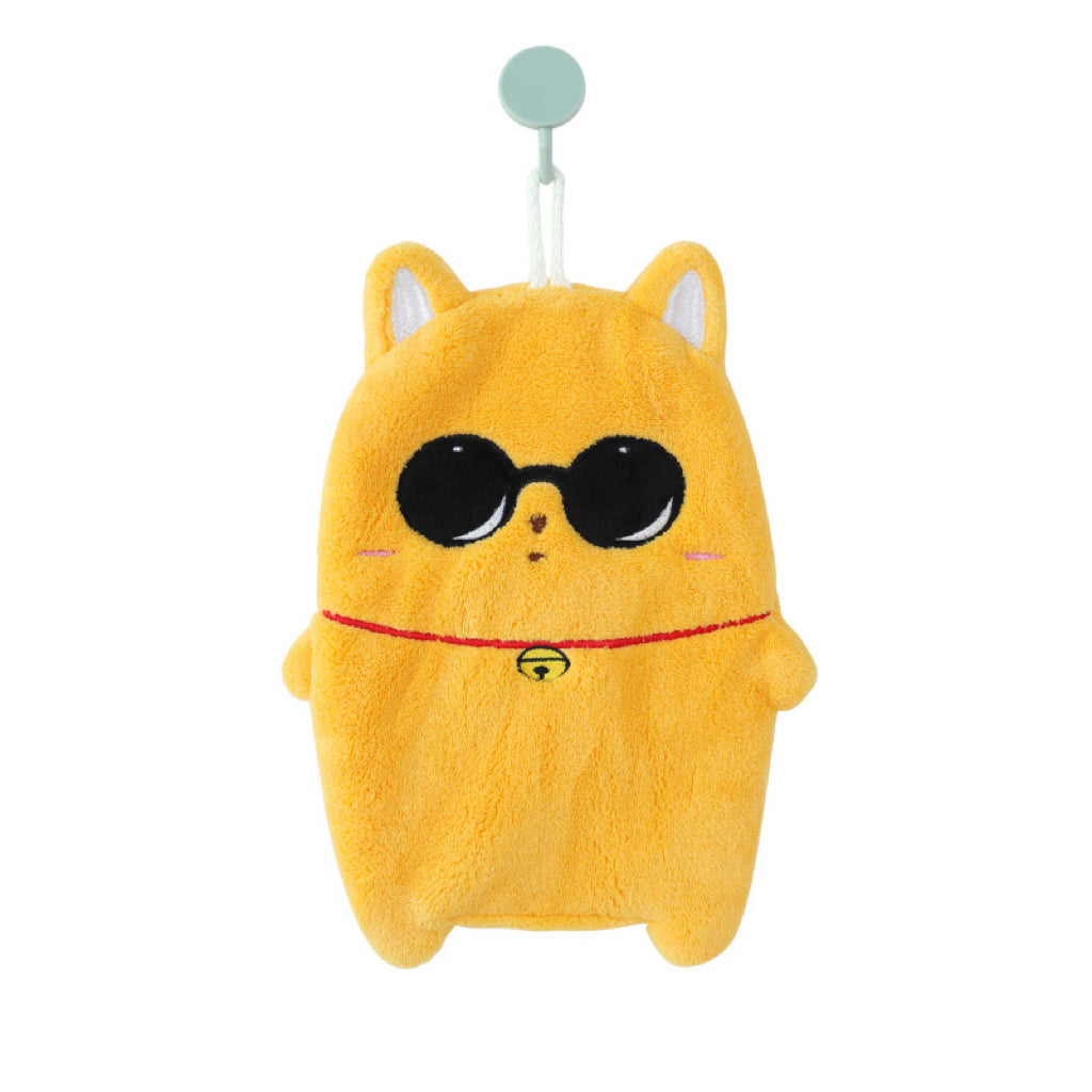 Bell Animal Hanging Hand Towel | 6 Plush Designs with Lucky Bell, Coral Fleece Gift