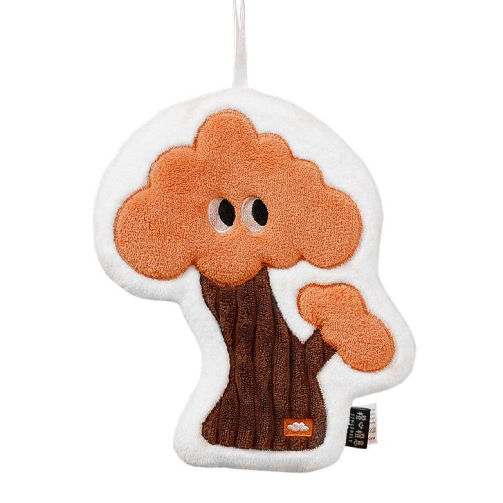 Fluffy Mushroom Tree Hanging Hand Towel | 3D Textured Coral Fleece, Fun Kids Gift