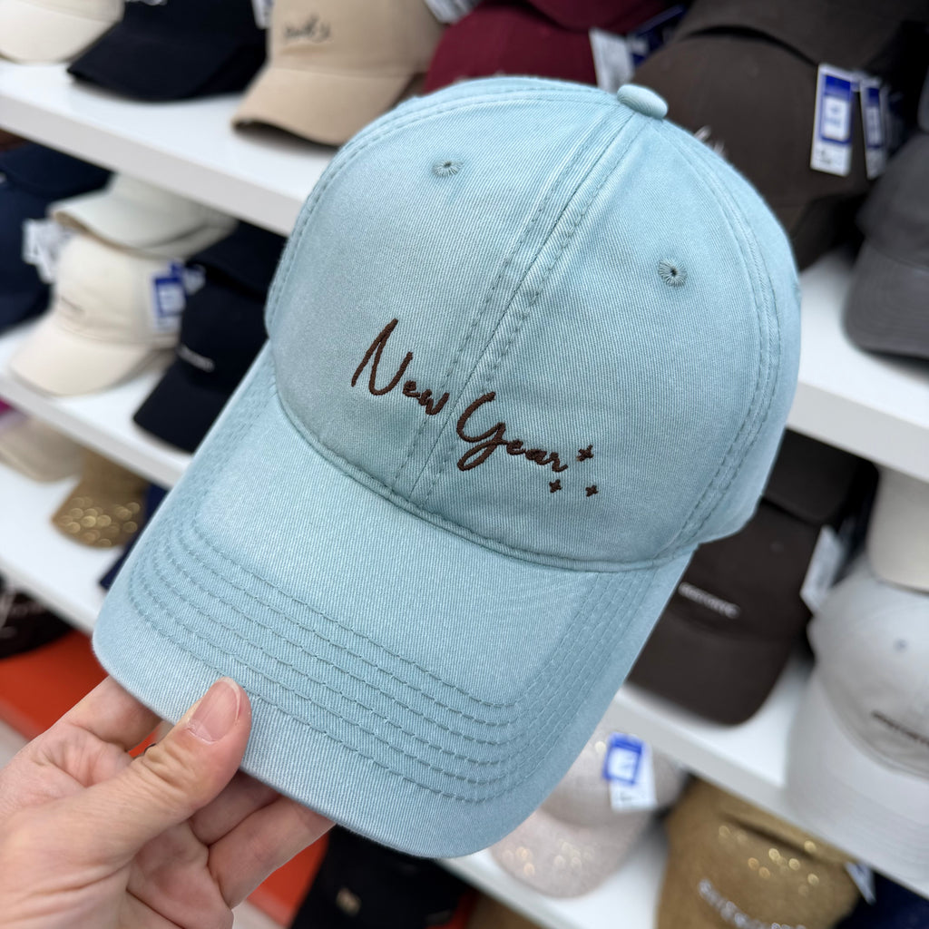 New Year+ Cursive Script Embroidered Washed Cotton Baseball Cap - Wide Brim Soft Top Dad Hat 11 Colors