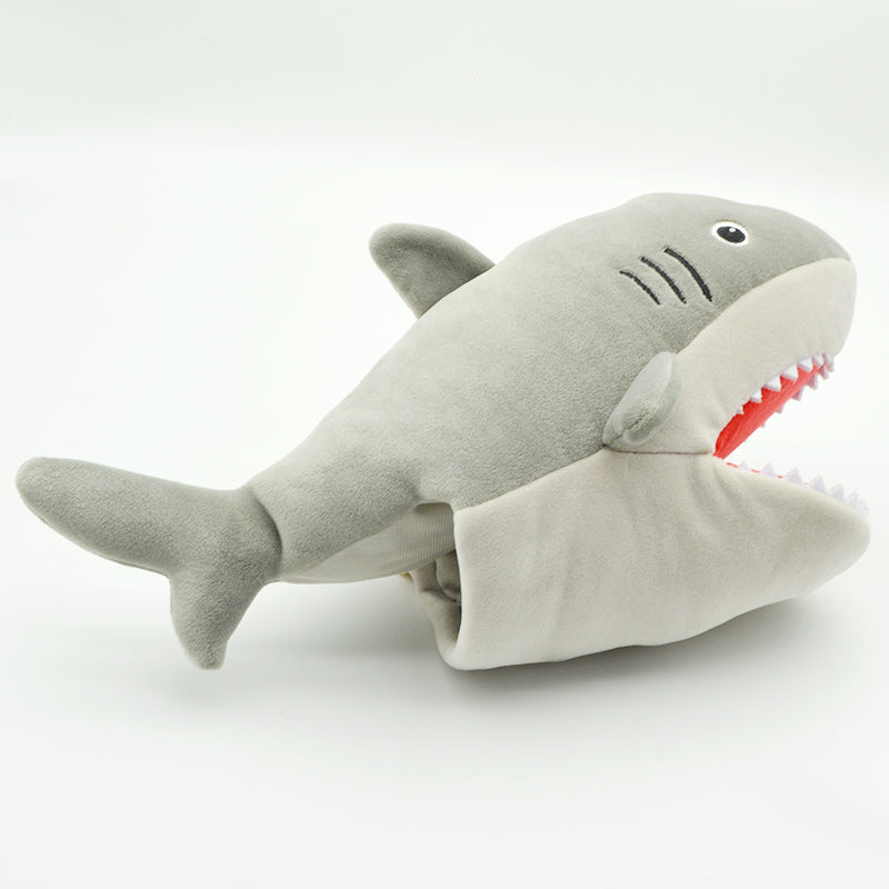 Make My Day Ocean Series | Great White Shark Hand Puppet Plush Pillow – Open-Mouth Stuffed Animal Cuddle Toy