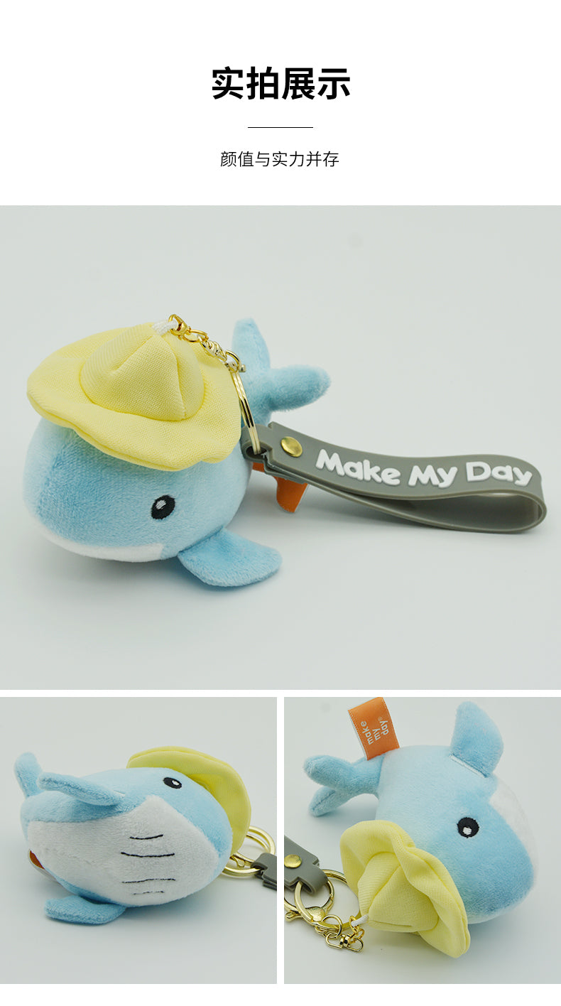 Make My Day Ocean Series Plush Keychain Charm | Cute Whale & Shark Stuffed Animal Bag Pendant