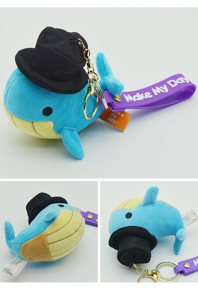Make My Day Ocean Series Plush Keychain Charm | Cute Whale & Shark Stuffed Animal Bag Pendant