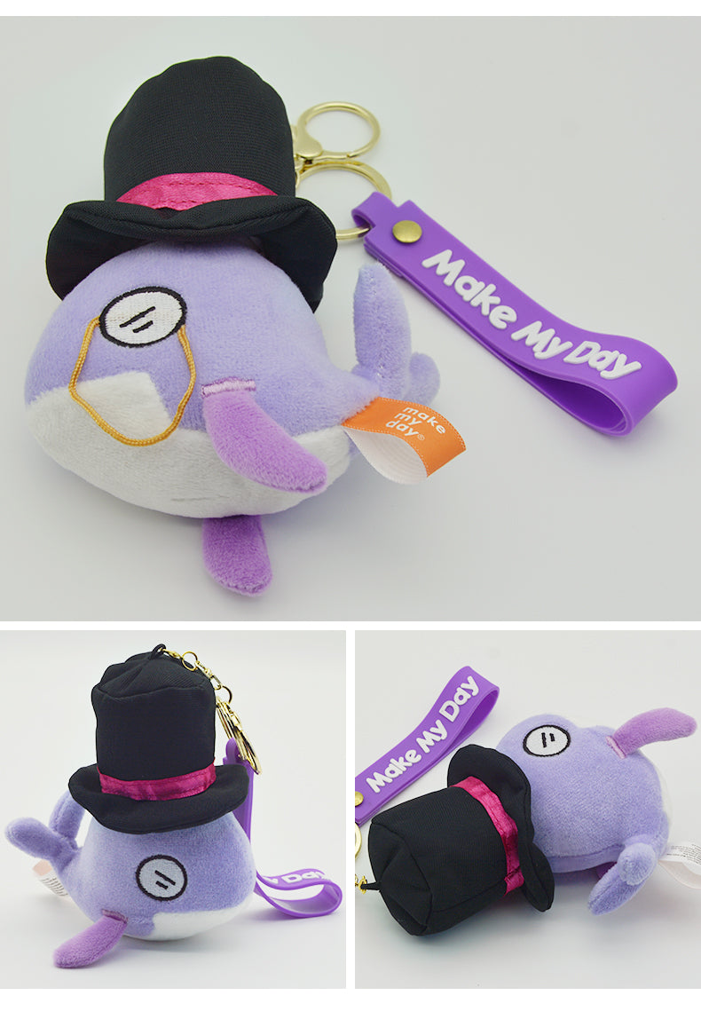 Make My Day Ocean Series Plush Keychain Charm | Cute Whale & Shark Stuffed Animal Bag Pendant