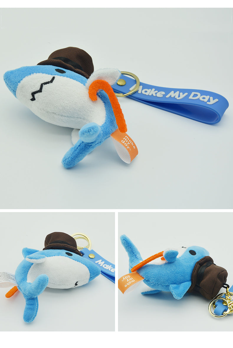 Make My Day Ocean Series Plush Keychain Charm | Cute Whale & Shark Stuffed Animal Bag Pendant