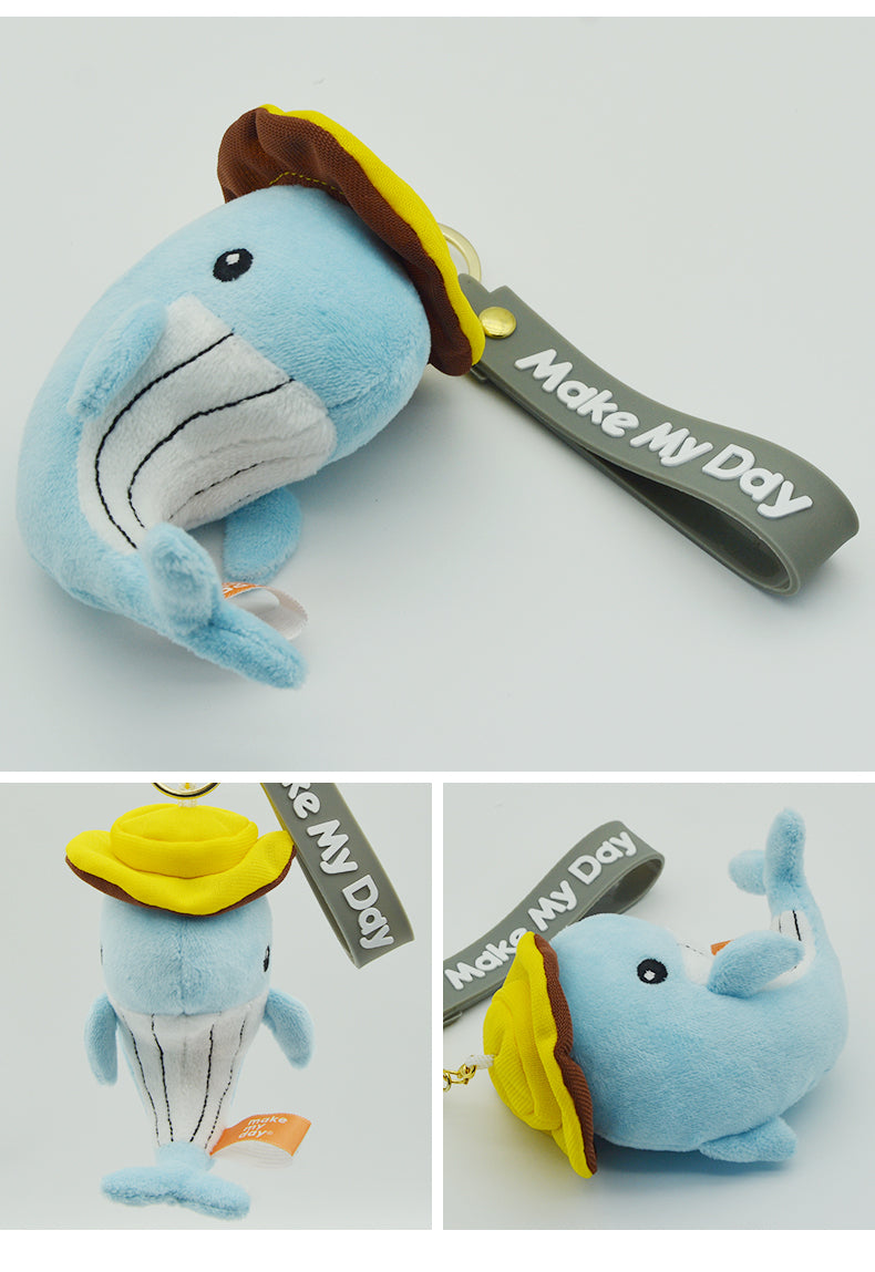 Make My Day Ocean Series Plush Keychain Charm | Cute Whale & Shark Stuffed Animal Bag Pendant