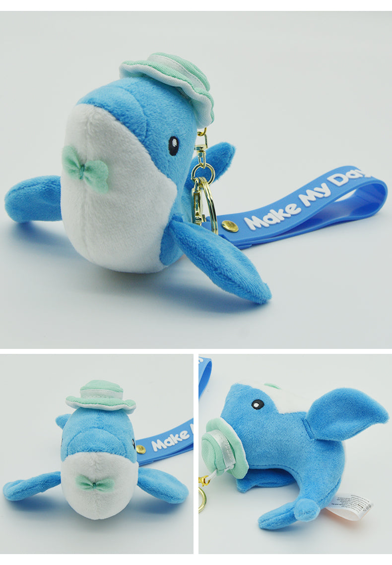Make My Day Ocean Series Plush Keychain Charm | Cute Whale & Shark Stuffed Animal Bag Pendant