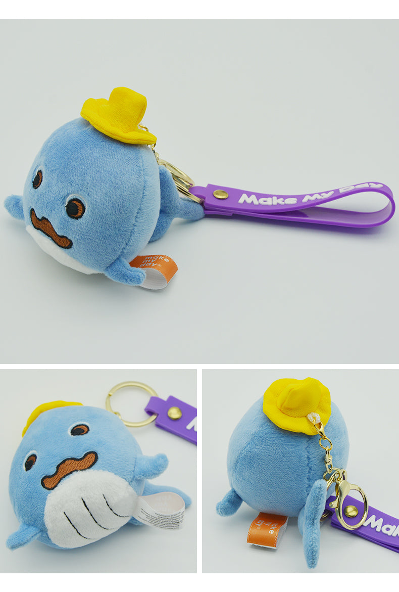 Make My Day Ocean Series Plush Keychain Charm | Cute Whale & Shark Stuffed Animal Bag Pendant