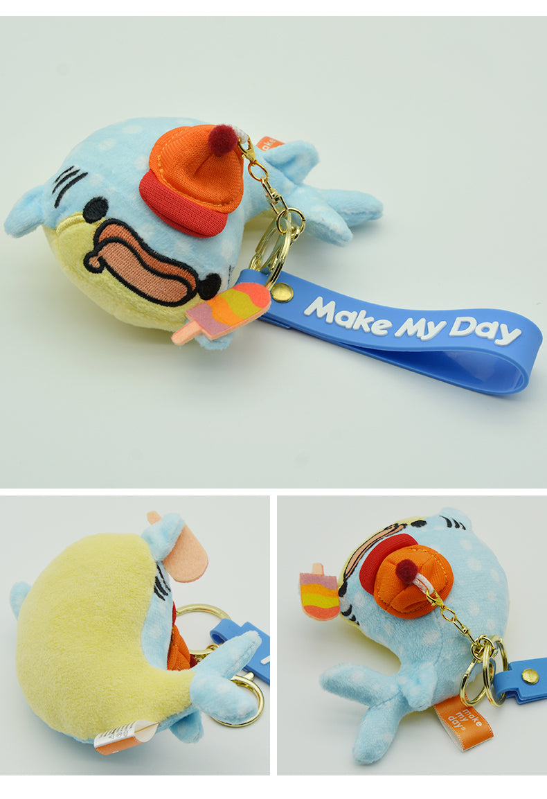 Make My Day Ocean Series Plush Keychain Charm | Cute Whale & Shark Stuffed Animal Bag Pendant