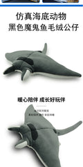 Ocean Series | Black Manta Ray Stuffed Animal Plush Toy – Realistic Deep-Sea Creature Cuddle Pillow