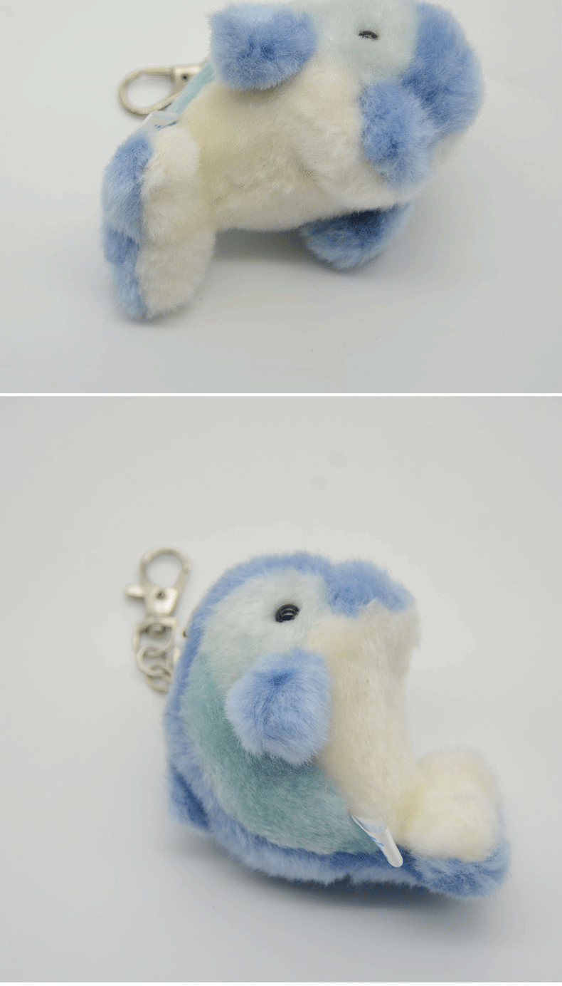 Ocean Series | Dolphin Plush Keychain Charm – Blue Gradient Kawaii Mini Stuffed Animal Bag Pendant with Bell | Realistic Ocean Plush