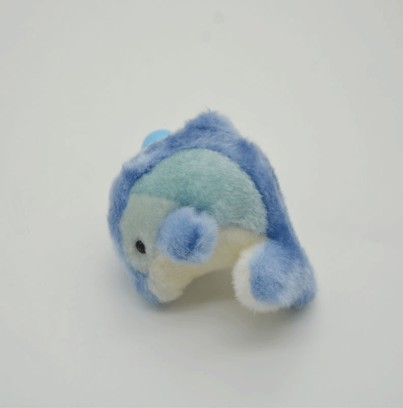 Ocean Series | Dolphin Plush Keychain Charm – Blue Gradient Kawaii Mini Stuffed Animal Bag Pendant with Bell | Realistic Ocean Plush