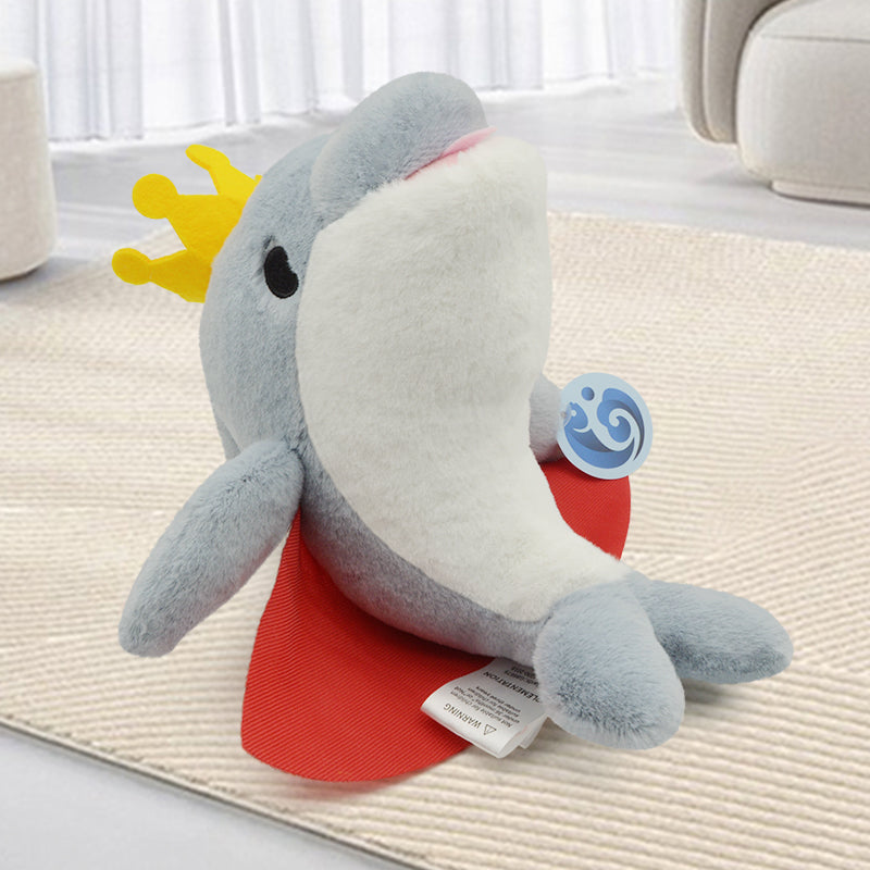 Make My Day Ocean Series | Royal Dolphin Stuffed Animal Plush Toy – Crowned Dolphin with Red Cape