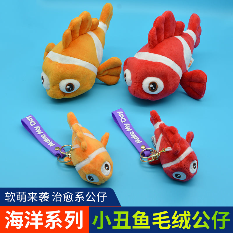Make My Day Ocean Series | Clownfish Plush Toy & Keychain Charm – Orange & Red Stripe Kawaii Stuffed Animal | 2 Sizes