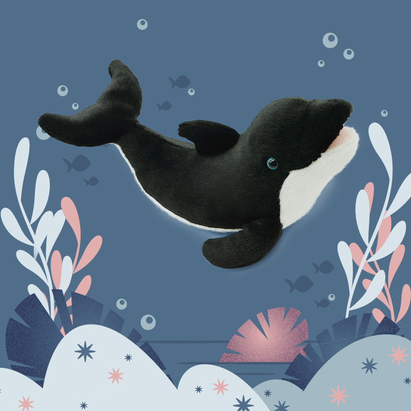 Make My Day Ocean Series | Orca Killer Whale Plush Toy – Realistic Black & White Stuffed Animal | Non-Shedding, Colour-Fast, Irresistibly Soft