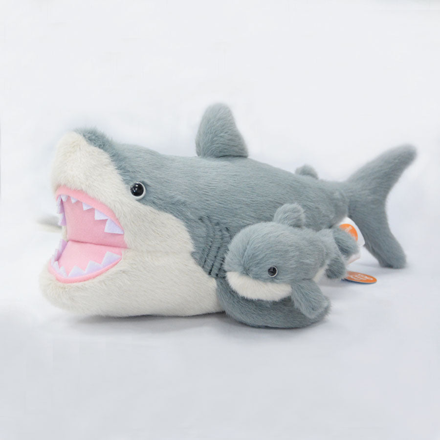 Ocean Series | Great White Shark Plush Toy with Baby Dolphin – Realistic Open-Mouth Shark Stuffed Animal Set | Premium Virgin PP Cotton | Factory Direct