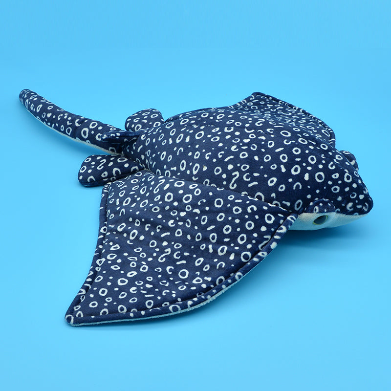 Make My Day Ocean Series | Spotted Eagle Ray Plush Toy & Keychain Charm – Navy Blue Leopard Spot Realistic Stuffed Animal | 2 Sizes