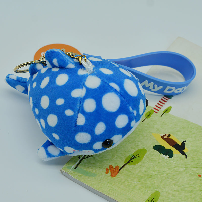 Make My Day Ocean Series | Whale Shark Plush Keychain Charm – Polka Dot Kawaii Stuffed Animal Bag Pendant