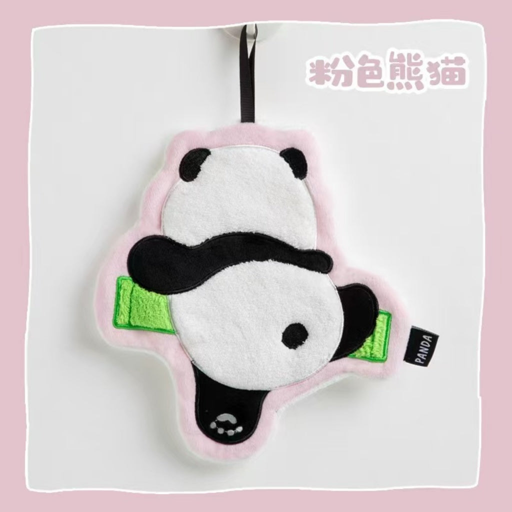 Cute Panda Hanging Hand Towel | Soft Coral Fleece for Kids & Family