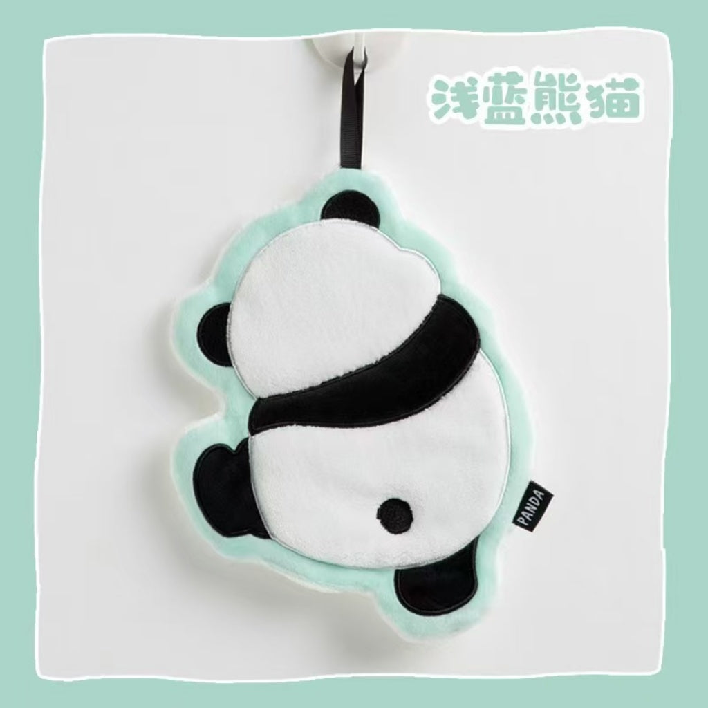 Cute Panda Hanging Hand Towel | Soft Coral Fleece for Kids & Family
