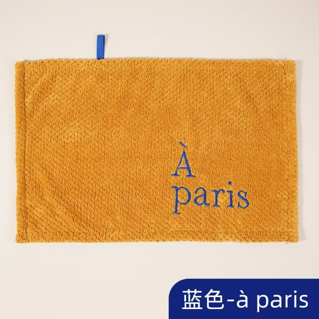 Nordic Embroidered Hanging Hand Towel | Soft Coral Fleece, Quick-Dry