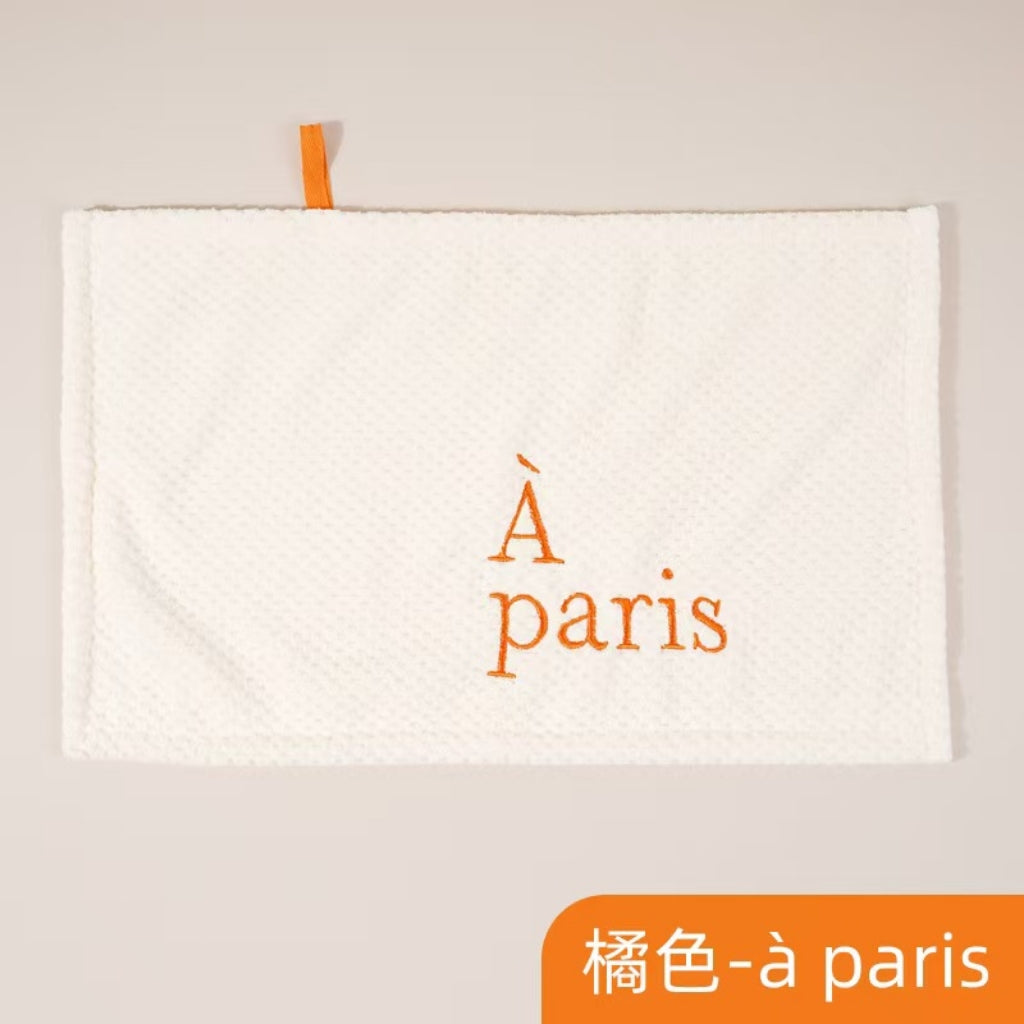 Nordic Embroidered Hanging Hand Towel | Soft Coral Fleece, Quick-Dry