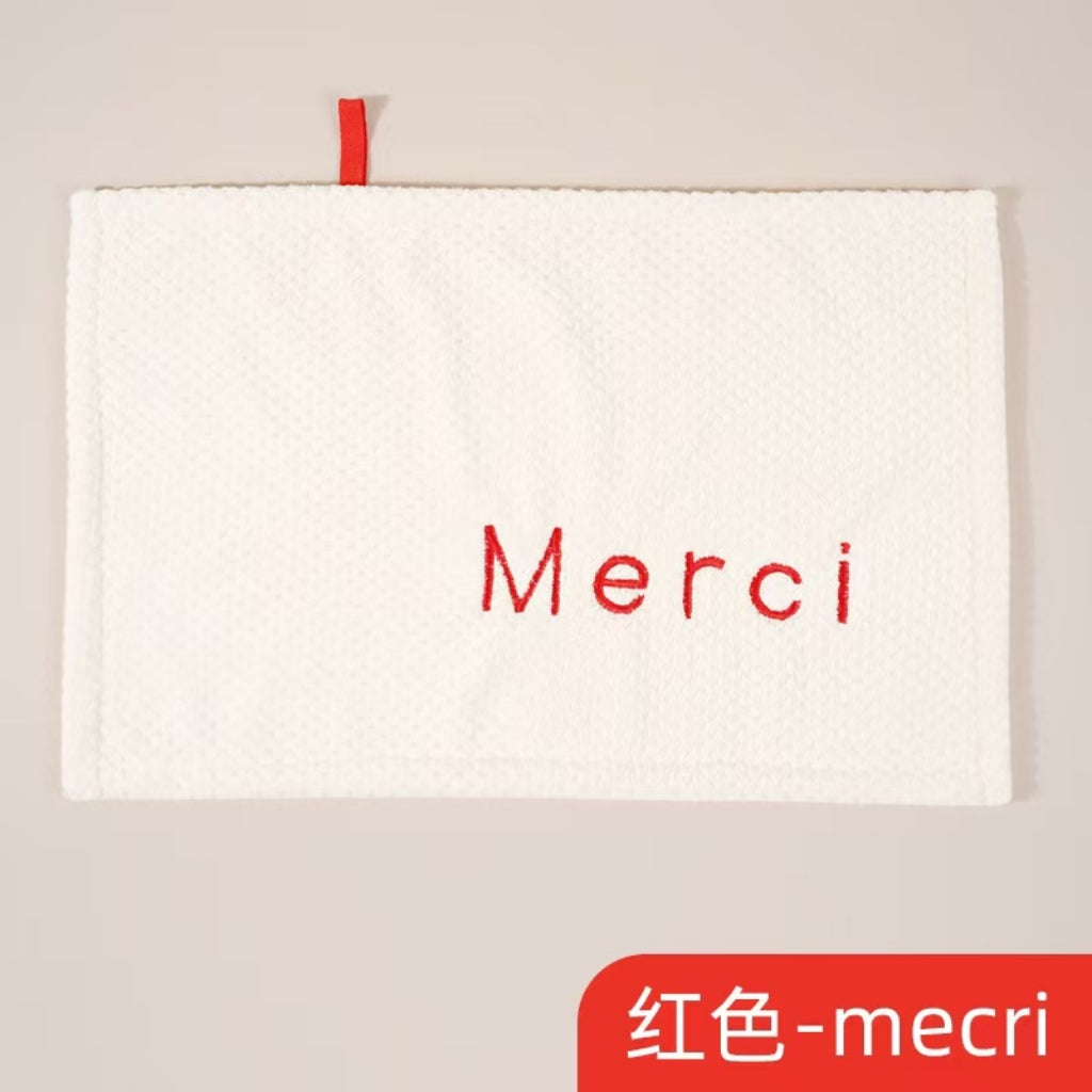Nordic Embroidered Hanging Hand Towel | Soft Coral Fleece, Quick-Dry