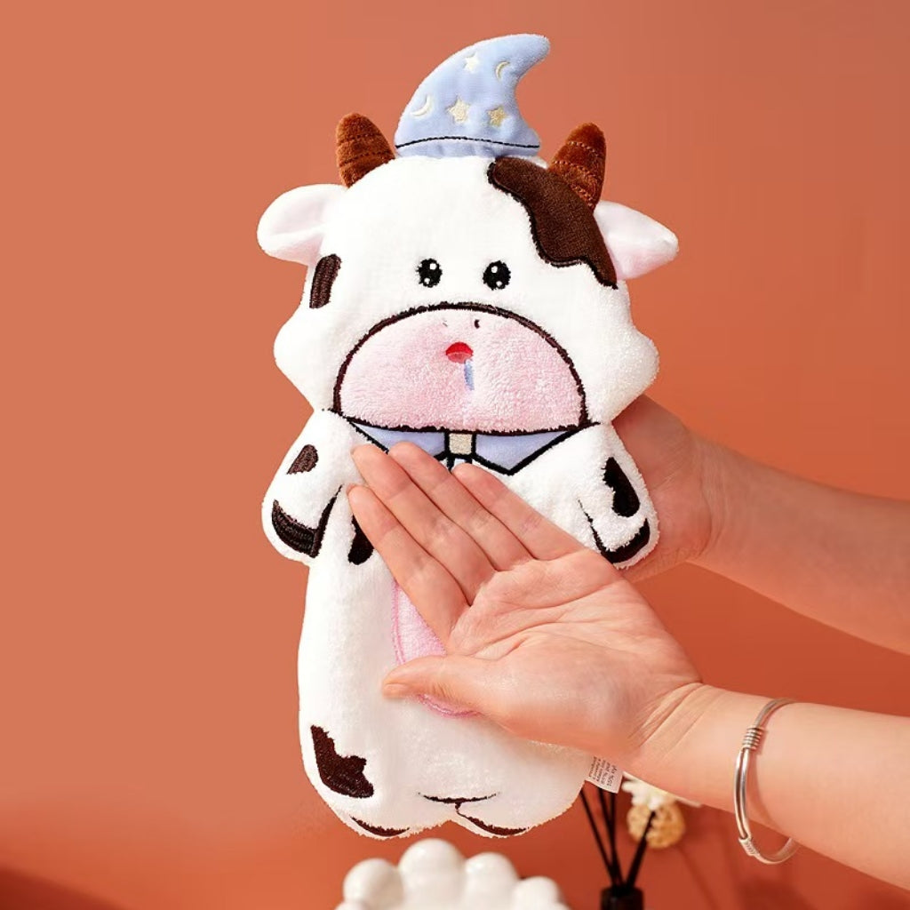 Cute Animal Hanging Hand Towel | Coral Fleece Kids Gift – Pig, Panda, Cow & Seal