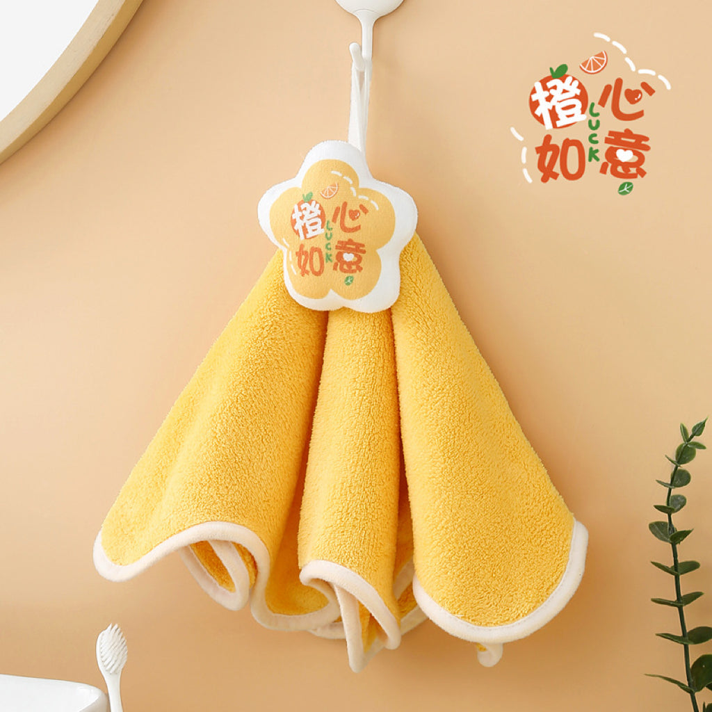 Cute Cartoon Coral Fleece Hanging Hand Towel – Thick & Super Absorbent