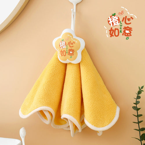 Cute Cartoon Coral Fleece Hanging Hand Towel – Thick & Super Absorbent