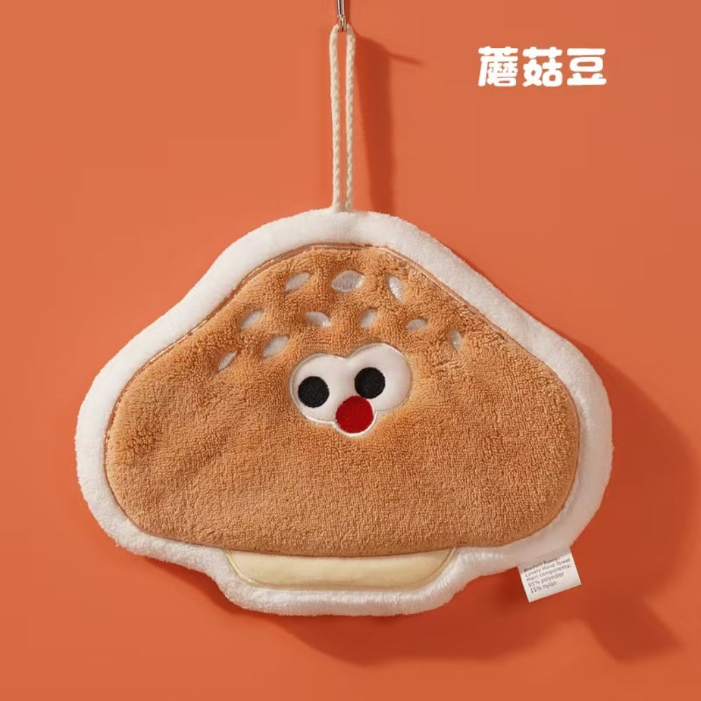 Cute Mushroom Hanging Hand Towel | Thick Coral Fleece, Super Absorbent
