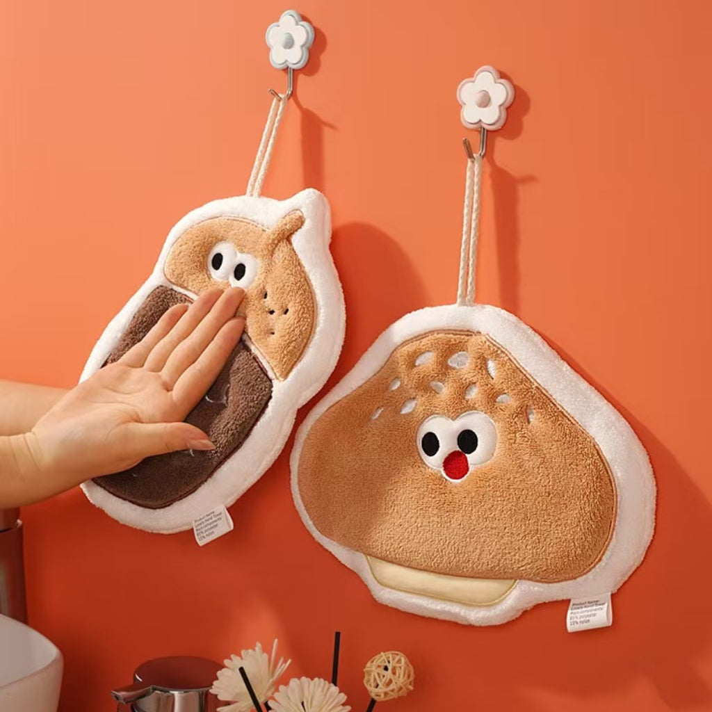 Cute Mushroom Hanging Hand Towel | Thick Coral Fleece, Super Absorbent
