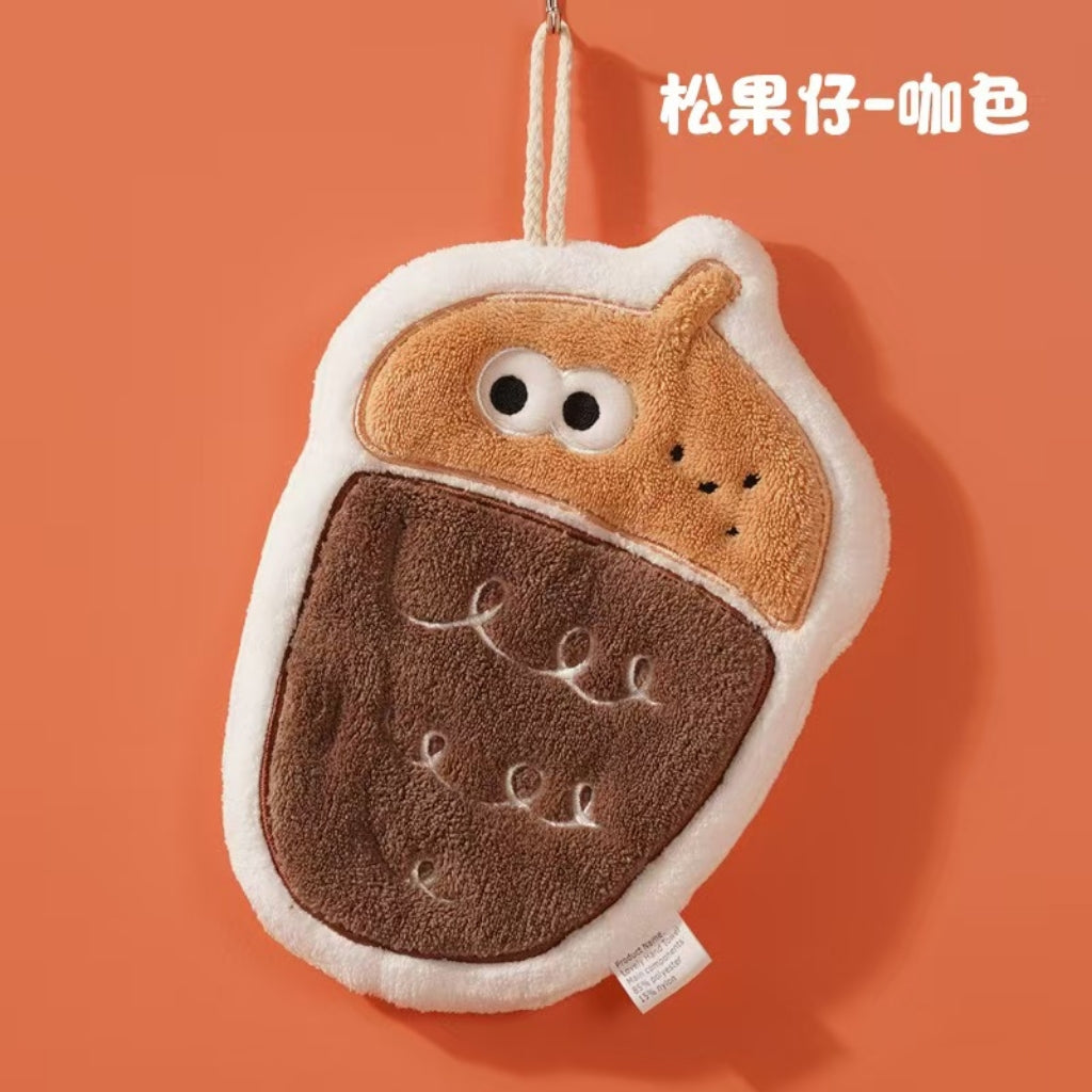 Cute Mushroom Hanging Hand Towel | Thick Coral Fleece, Super Absorbent