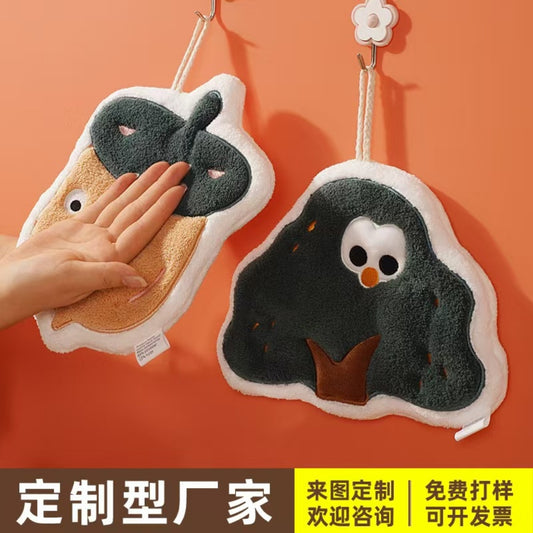 Cute Mushroom Hanging Hand Towel | Thick Coral Fleece, Super Absorbent