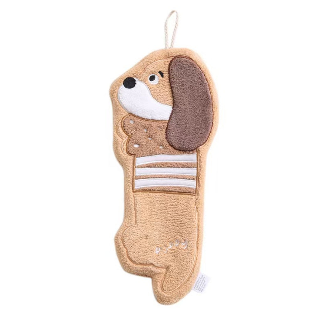 Cute Dog Hanging Hand Towel | Thick Coral Fleece, Skin-Friendly Kids Gift