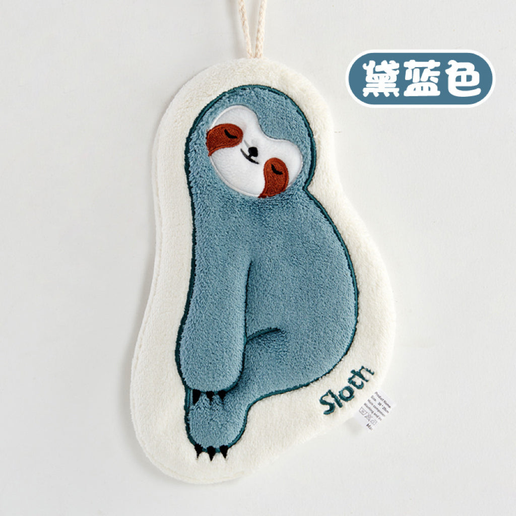 Lazy Sloth Hanging Hand Towel | Embroidered Coral Fleece, Viral Cute Design