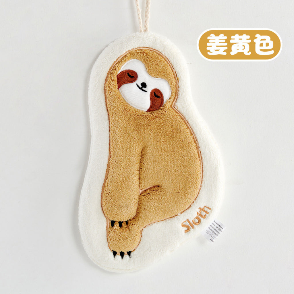 Lazy Sloth Hanging Hand Towel | Embroidered Coral Fleece, Viral Cute Design