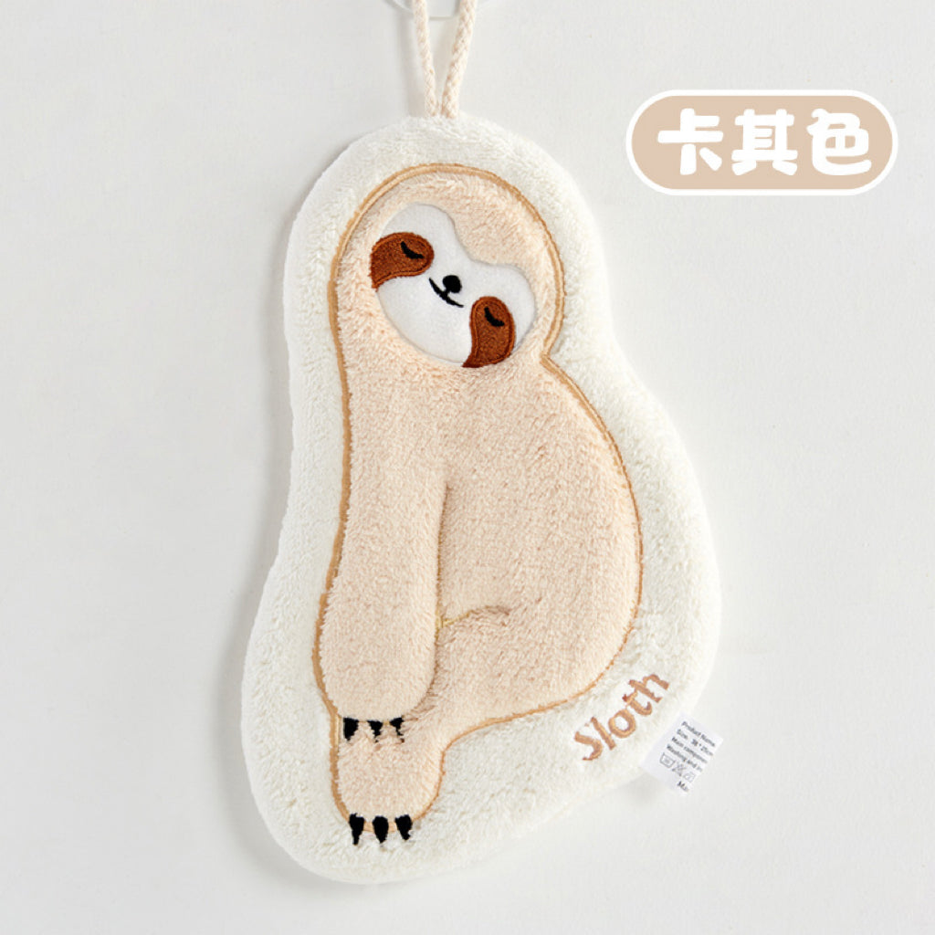 Lazy Sloth Hanging Hand Towel | Embroidered Coral Fleece, Viral Cute Design