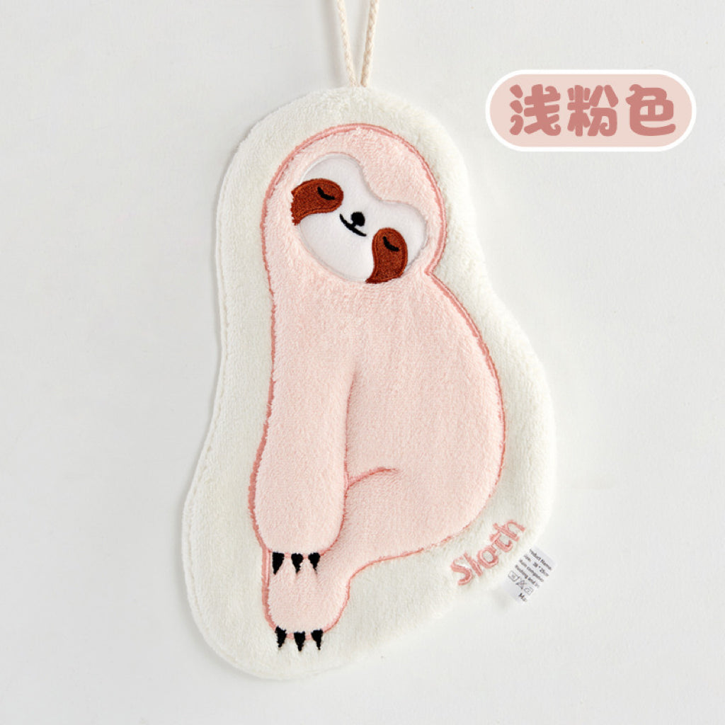 Lazy Sloth Hanging Hand Towel | Embroidered Coral Fleece, Viral Cute Design