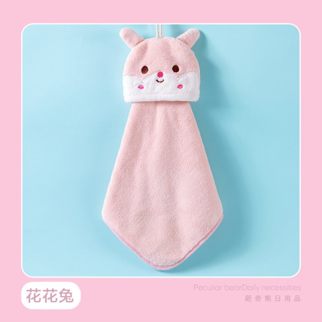 Cute Bunny Hanging Hand Towel | Soft Coral Fleece, Kids & Home Gift