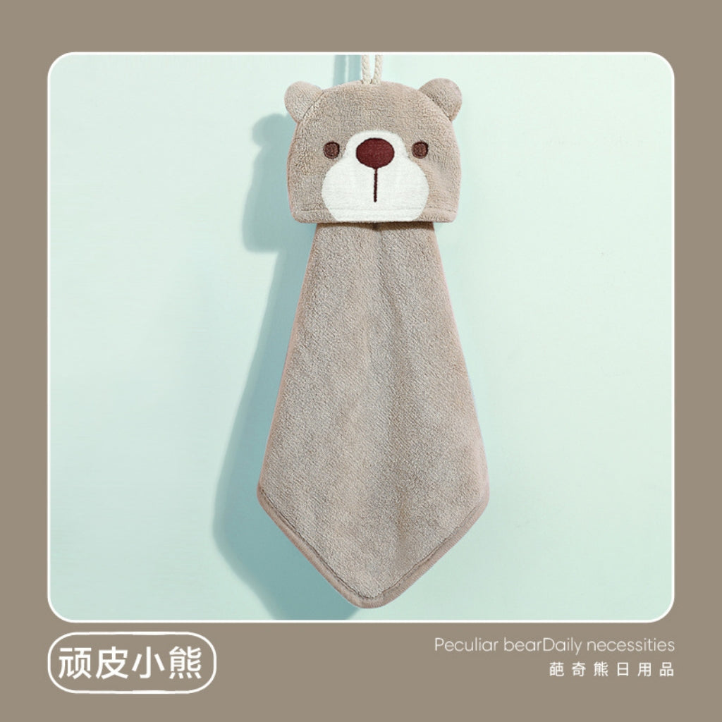 Cute Bunny Hanging Hand Towel | Soft Coral Fleece, Kids & Home Gift