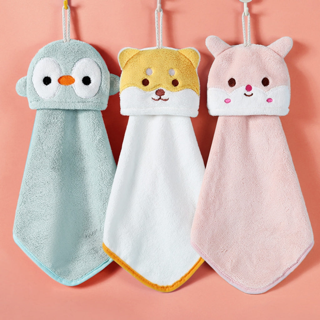 Cute Bunny Hanging Hand Towel | Soft Coral Fleece, Kids & Home Gift