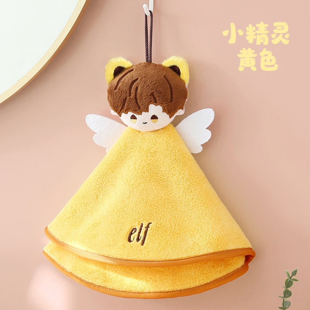 Angel Elf Hanging Hand Towel | 3D Doll Design, Soft Coral Fleece Gift