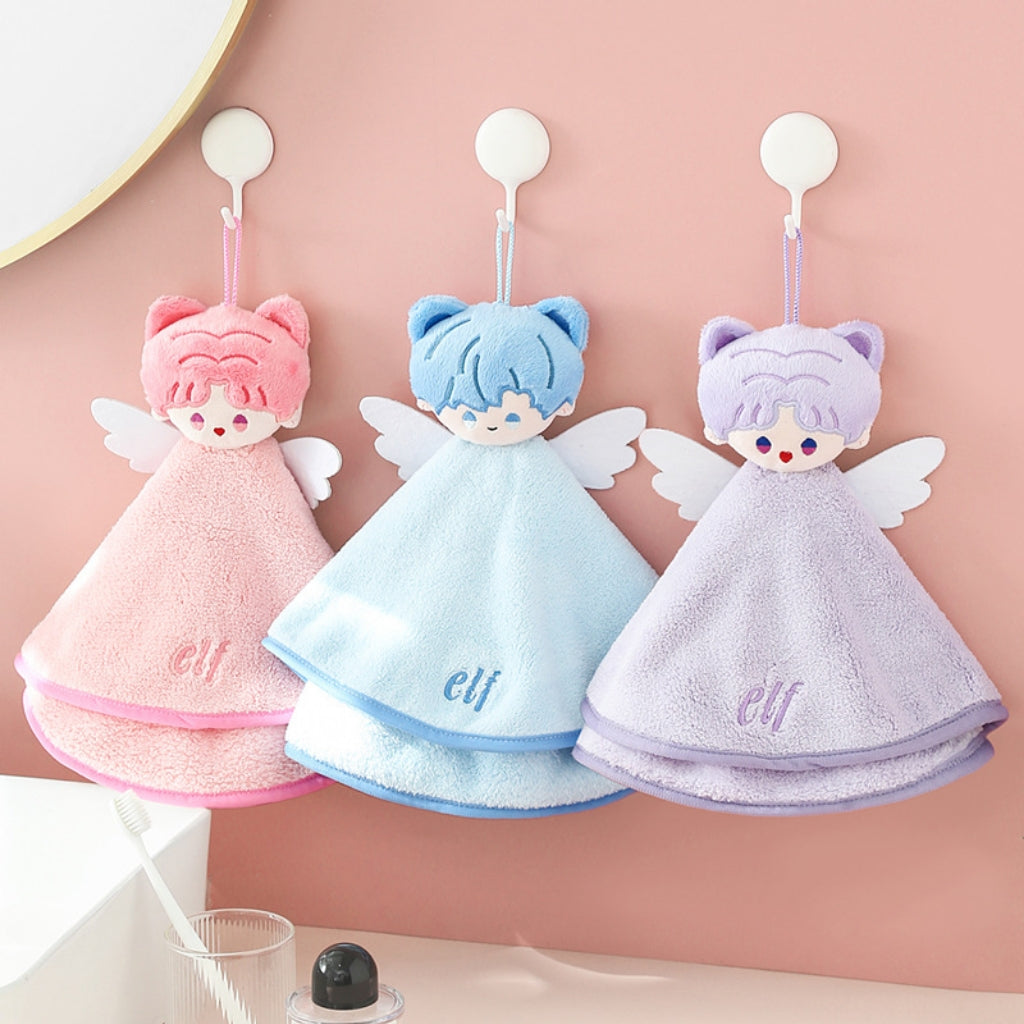 Angel Elf Hanging Hand Towel | 3D Doll Design, Soft Coral Fleece Gift
