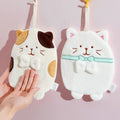 Chubby Cat Hanging Hand Towel | Lint-Free Coral Fleece, Super Soft & Absorbent
