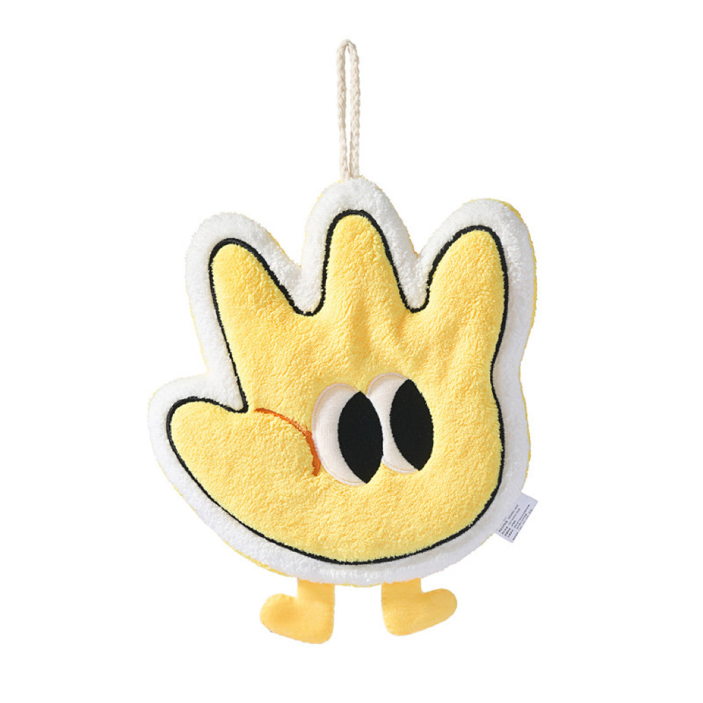 Quirky Hand Character Hanging Hand Towel | Triple-Layer Coral Fleece, Streetwear Vibe