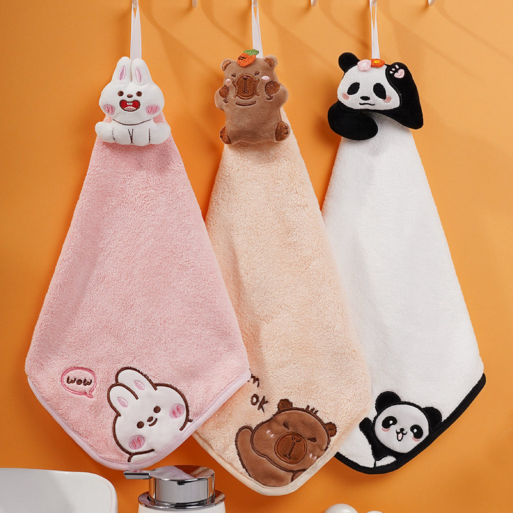 Little Lamb Hanging Hand Towel | 3D Embroidered Coral Fleece, Lightweight Kids Gift