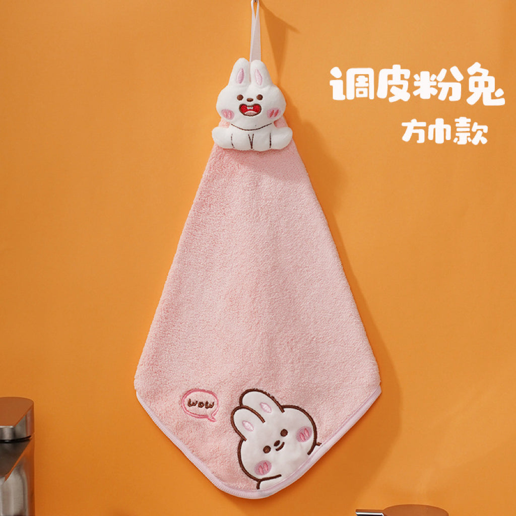 Little Lamb Hanging Hand Towel | 3D Embroidered Coral Fleece, Lightweight Kids Gift