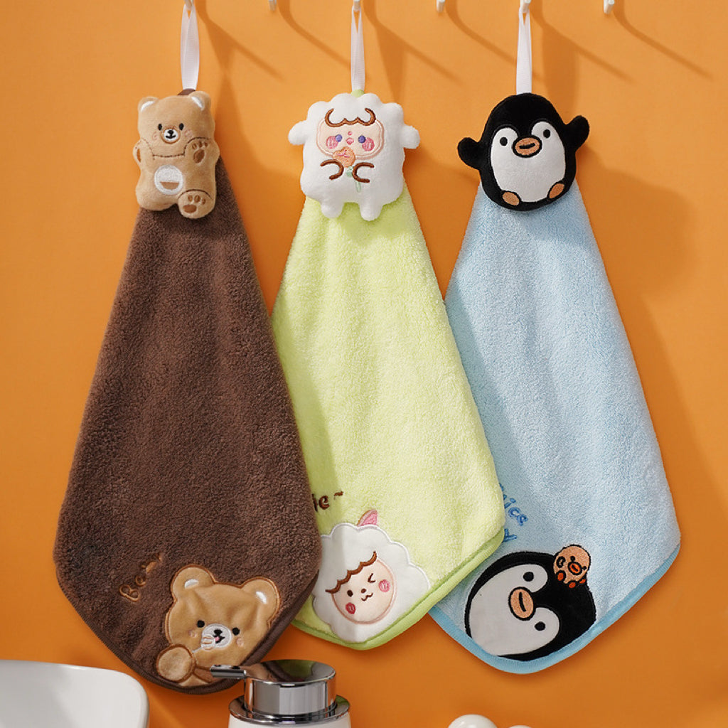 Little Lamb Hanging Hand Towel | 3D Embroidered Coral Fleece, Lightweight Kids Gift