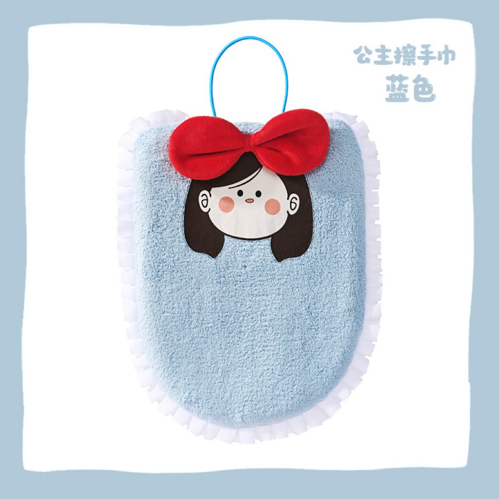 Lace Girl Hanging Hand Towel | 3D Bow, Ruffle Edge Coral Fleece, Sweet Gift