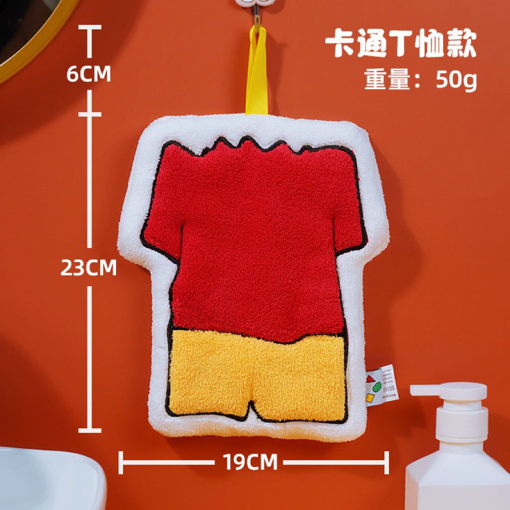 Cartoon Outfit Hanging Hand Towel | Anime-Inspired Thick Coral Fleece, Fun Gift